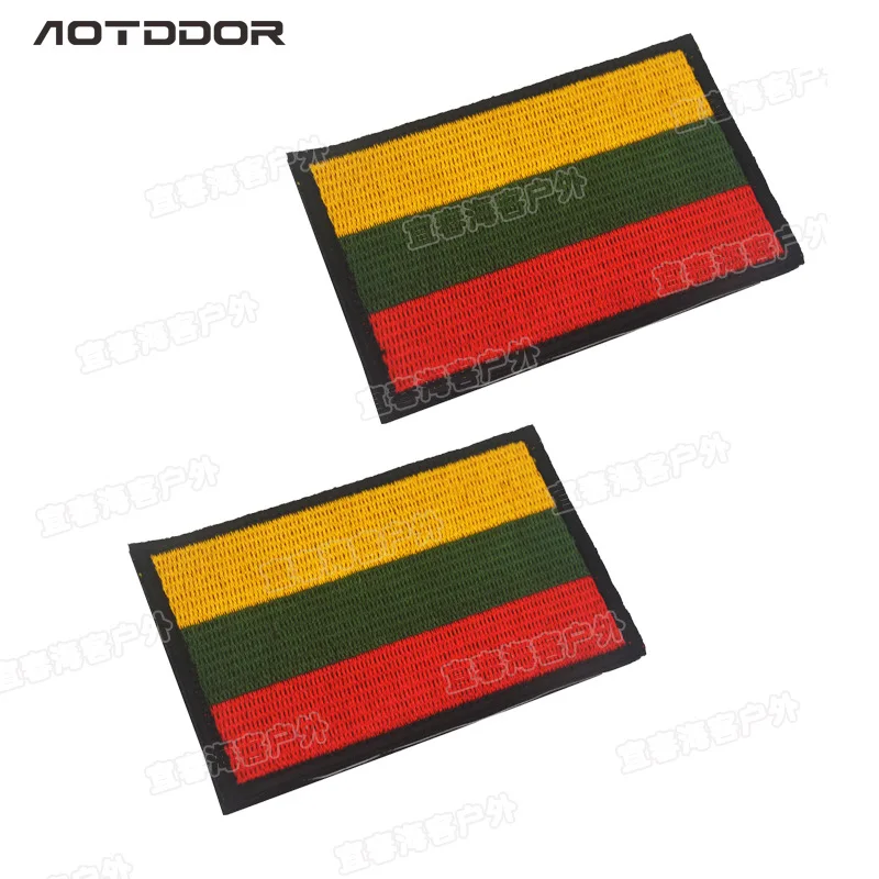 

Lithuania flag patches yellow green red stripe embroidery flag patches Badge