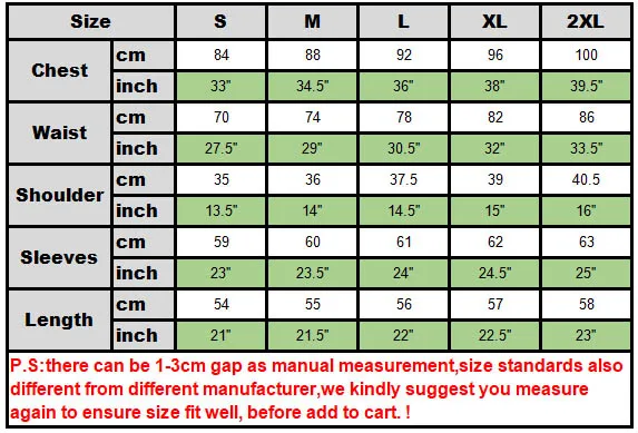 size chart blouse