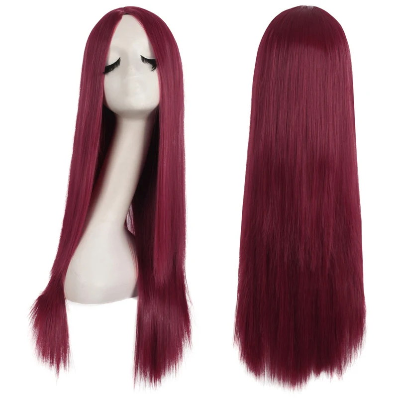 MapofBeauty длинные прямые натуральные Розовые Желтые синтетические парики для женщин термостойкие коричневые золотые средняя часть волос Косплей парик