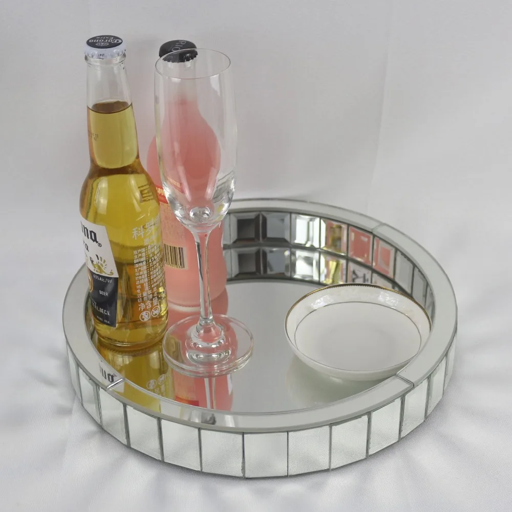 

Wine Tray Morden Mirrored Fruit Plate Tray Wedding Decor Round Tray Makeup Storage Tray