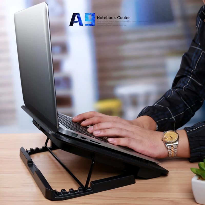 Kaufen Notebook Stand USB Kühler Kühler Fan Led hintergrundbeleuchtung mit 6 Lüfter Für Laptop Computer Stumm Kühlung Cracket Basis Pad
