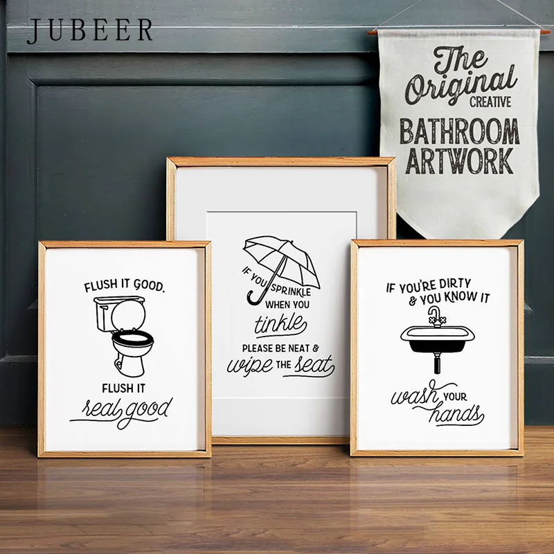 Flush Toilet Poster Funny Art Wall Decor Lavatory Decoration Picture Lav Posters And Prints Minimalistic Art Painting & Calligraphy - AliExpress