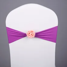 Сливовый цвет Подвязка из спандекса для стула с канделябр искусственный цветок мяч крепежная створка стула лайкра стрейч подходит для всех стульев свадьбы