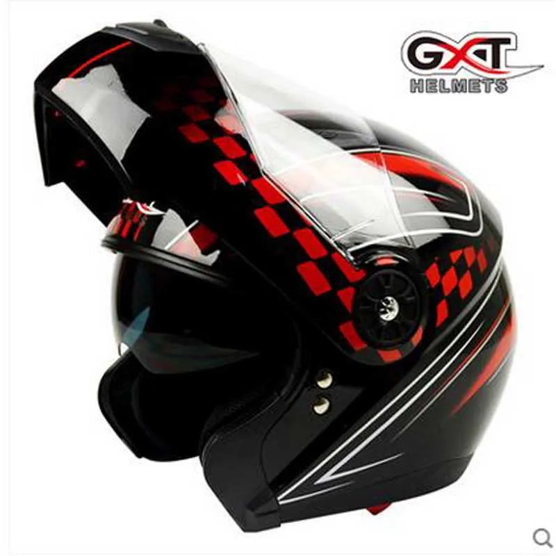 GXT black red Flip Up Motorcycle Helmet, Motocross Moto Racing knight