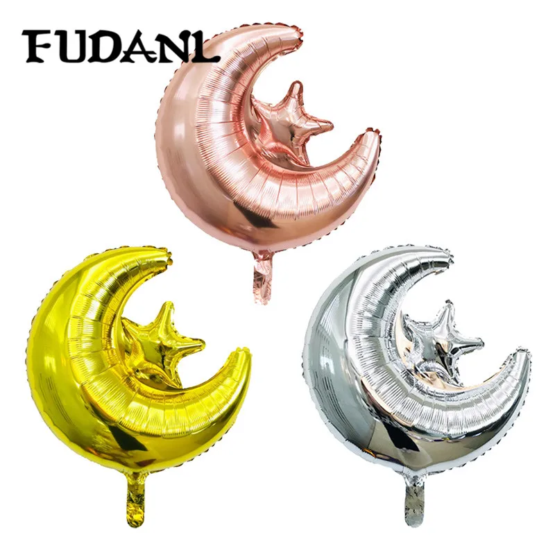 

50pcs EID MUBARAK Star Moon Foil Balloons Muslim Ramadan Mubarak Decor Ballon Ramadan Kareem Supplies Islamic Home Decor Globos