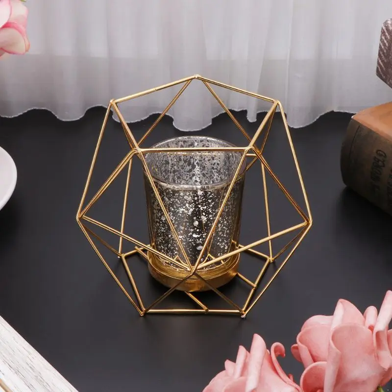 Nordic Style 3D Geometric Candlestick Metal Candle Holder Wedding Home Decor Hot