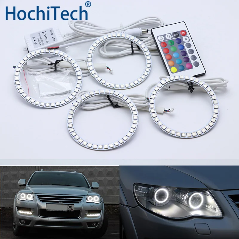  For Volkswagen for VW for Touareg 2007 2008 2009 2010 Multi-color Led Angel Eyes Kit RGB Halo Rings - 32982049137