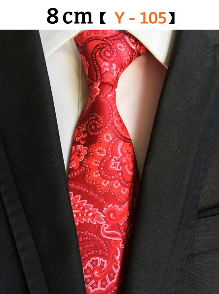 Шелковый галстук 8 см, красный, синий, цветочный галстук, Классический клетчатый галстук в полоску, деловые галстуки для мужчин, деловые, свадебные, вечерние галстуки - Цвет: W105