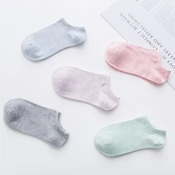 

Free shipping Women Sock Shallow Mouth Cotton Socks Solid Colorful Blue Red Grey Blue Sock Female Casual Ankle Socks