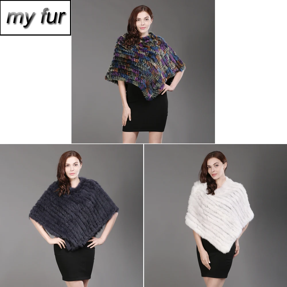 

Real Knitted Rabbit Fur Poncho Scarves Women Autumn Winter 100% Natural Real Rabbit Fur Scarf Shawl Real Rabbit Fur Pashmina