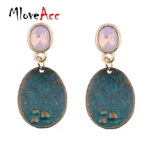 MloveAcc Vintage Hanging Drop Dangle Earrings for Women Crystal Opal Antique Geometric Pendant Ear Brand Fashion