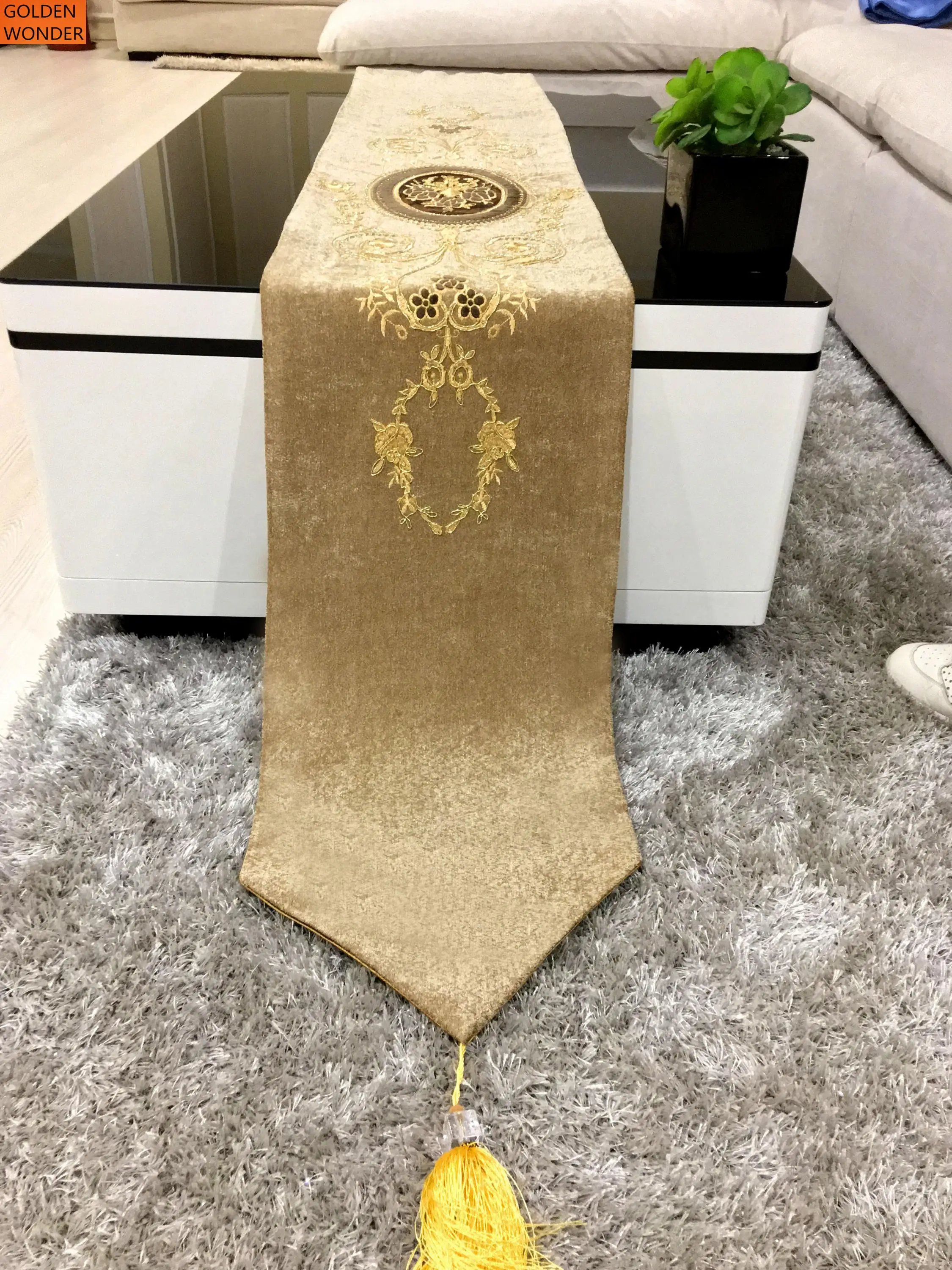 

Modern Simple European Chenille Embroidery Hollow Table Runners Modern Elegant Table Runners Luxury Table Runner