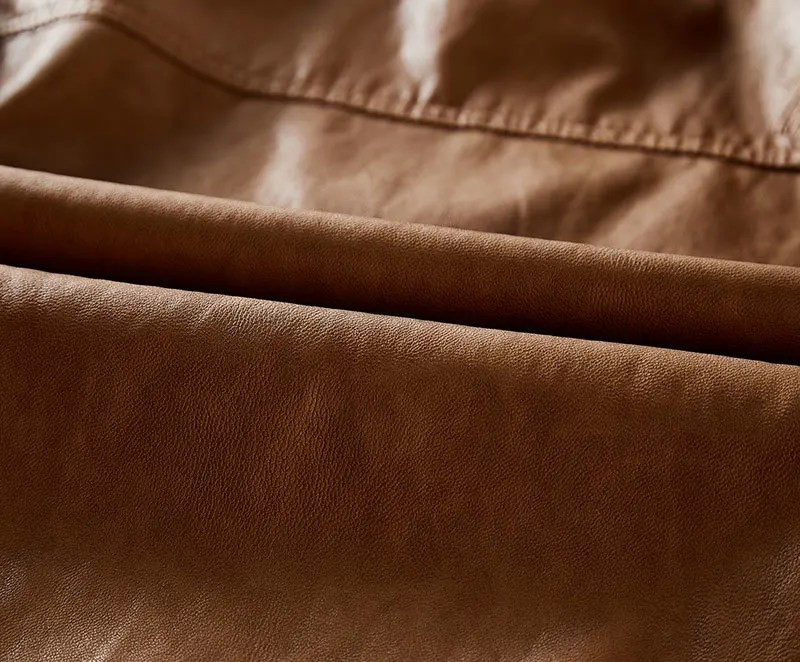 2019 Spring PU Leather Bomber Jackets Coats Business Stand Collar Brown Casual Fashion Cargo Military Jackets Coats Business (19)