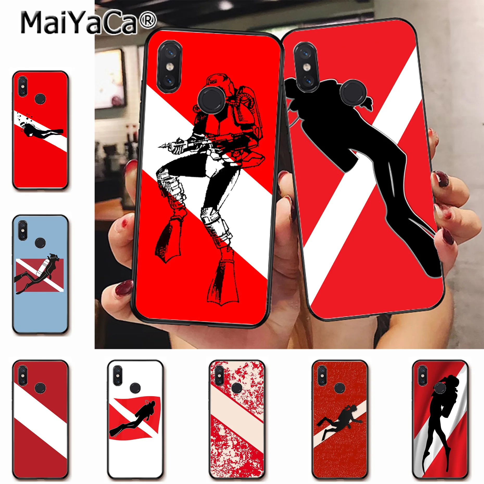 

MaiYaCa Diver Down Scuba Flag Best Coque Shell Phone Case for xiaomi mi 6 8 se note2 3 mix2 redmi 5 5plus note 4 5 5 case