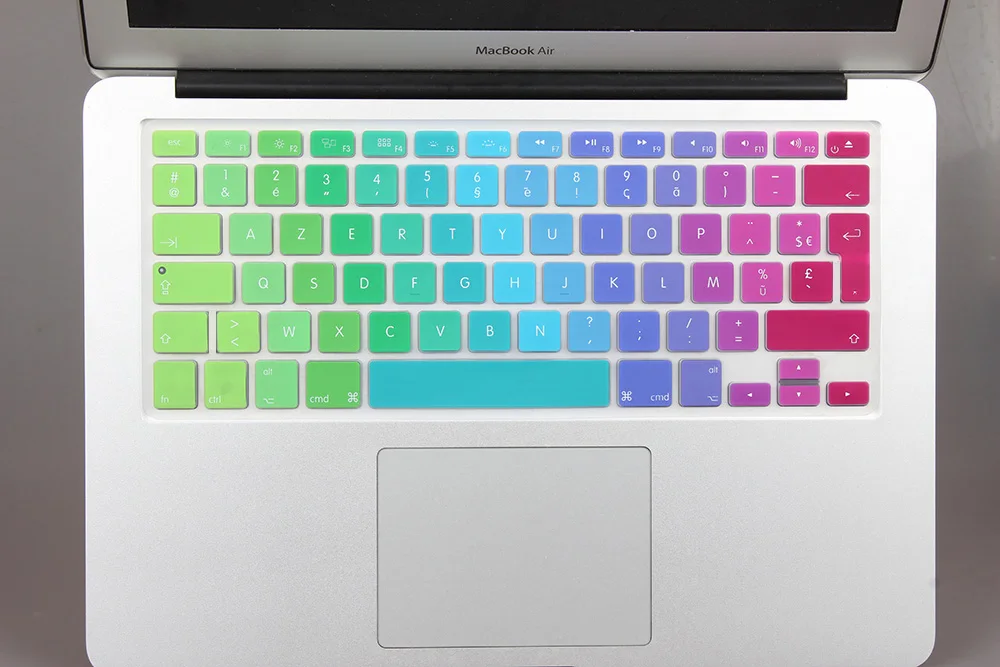 Градиентный цвет Силиконовая французская AZERTY испанская клавиатура кожного покрытия для Macbook Pro 1" 15" 1" Air 13" imac беспроводная клавиатура