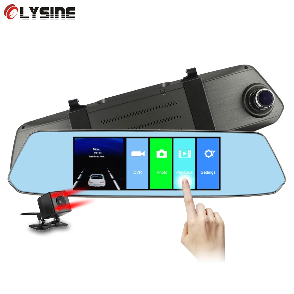 Olysine 7,0 ''сенсорный экран автомобильный dvr тире камера Full HD 1080 P двойной объектив Dashcam Зеркало DVR звездный свет; ночное зрение видео регистраторы