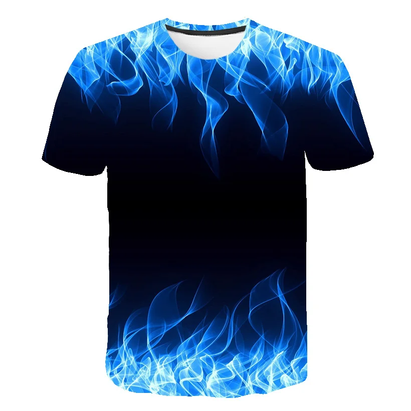 

Hot Sale Blue Flaming tshirt Men t shirt 3d t-shirt Black Tee Casual Top Anime Camiseta Streatwear Short Sleeve Cloth Drop Ship