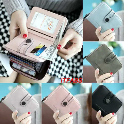 

Hot Women's Solid Wallet PU Leather Mini ID Card Holder Luxury Short Coin Pocket Clutch Purse Zipper Case 2019 New