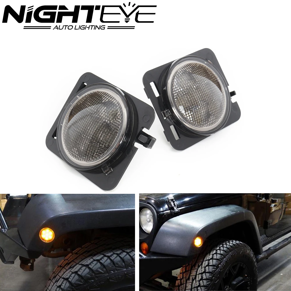 

Auto Car LED Work Lights Front Fender Lights Smoked Parking Side Marker Headlights For JEEP WRANGLER JK 07-16 Free Shipping