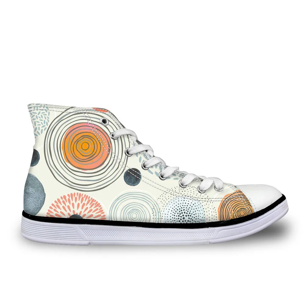 

Vintage 3D Geometry Printed Vulcanize Shoes Women High Top Casual Canvas Shoes for Ladies Flats Sneaker Footwear