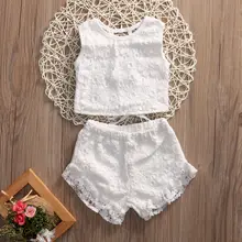 Toddler Baby Girls Clothes Kids Summer Floral Lace Sleeveless Tops Shirt Shorts Outfits Set girl Clothing