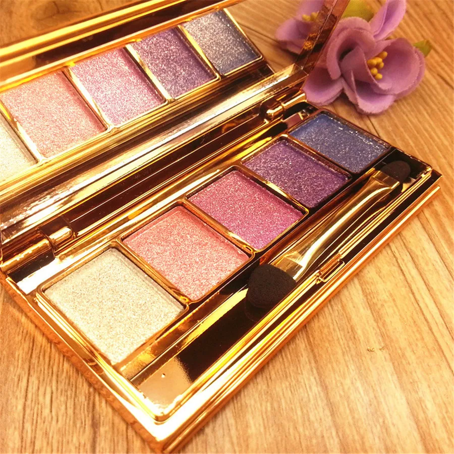 

5Colors Flash Diamond Eyeshadow Nude Makeup Pallete Waterproof Luminous Glitter Cosmetics Eye Makeup Tools maquiagem sombra