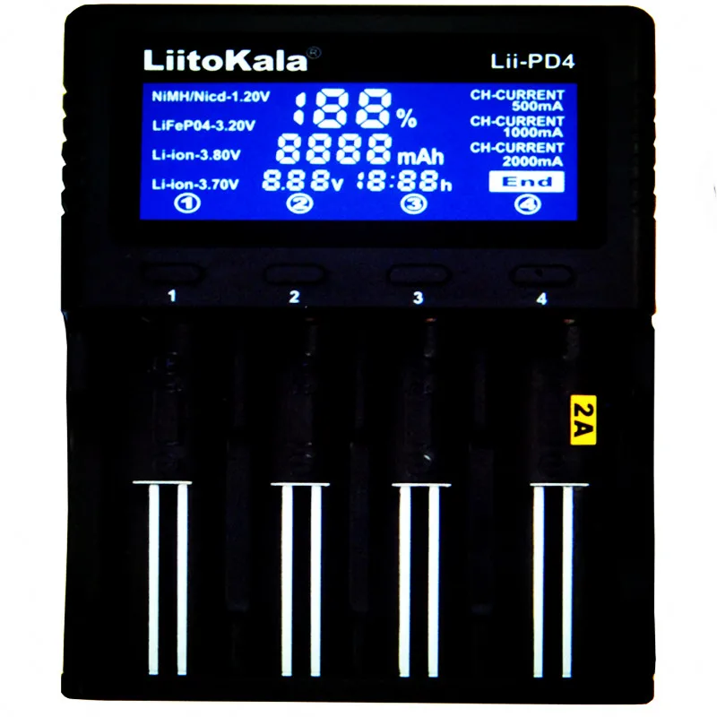 LiitoKala Lii-PD4 LCD Smart 18650 Battery Charger LCD  Charger Li-ion 18650 14500 16340 26650 21700 20700 Battery Charger