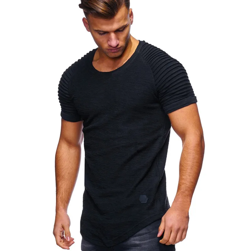 Летняя мужская футболка из бамбукового волокна, дышащая уличная футболка с коротким рукавом, Повседневная Однотонная футболка, мужские облегающие топы, футболка Homme