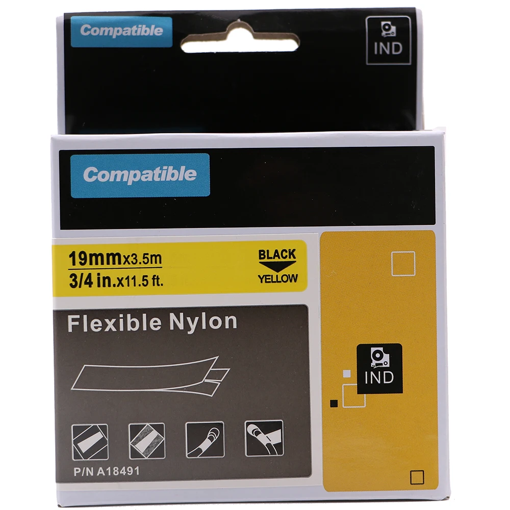 3 шт. совместимые с DYMO 18491 гибкие нейлоновые бирки для промышленные RhinoPro принтеры