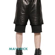 Мужская мода dj костюм мужской личности Кожаная Вышивка Трикотажные двойные брюки поддельные два брюки певица костюмы одежда