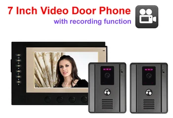 

JUANLE Intercom system 7" video door phone LCD Monitor HD Camera Night Vision Video doorbell system with Recording function 2V1