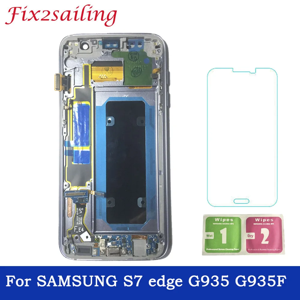 

For SAMSUNG Galaxy s7 edge G935 G935F LCD Display Digitizer Touch Screen With Frame SUPER AMOLED LCD Display Free Shipping