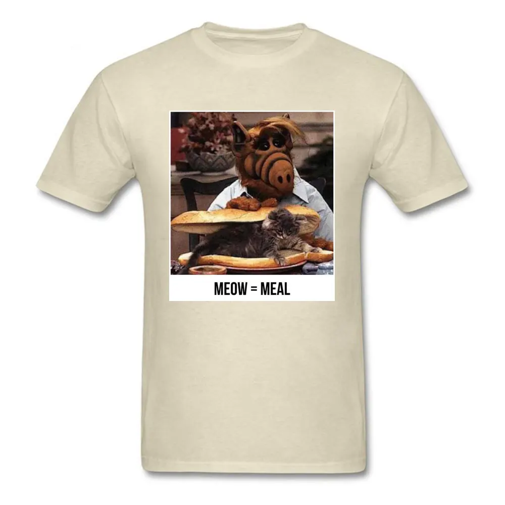 New Coming Alf-Meow-Cat Printing T-Shirt Crewneck All Cotton Men Tops Shirts Short Sleeve Fall Printing Tops Tees Alf-Meow-Cat beige
