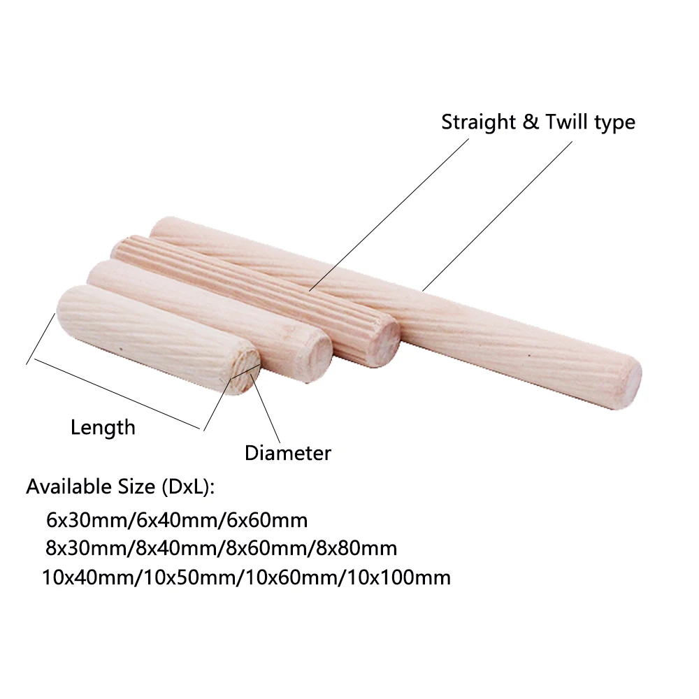 Прочный дюбель для деревообработки штифтов 6 мм 8 мм диаметр ящика шкафа Мебель круглая рифленая деревянная дюбель