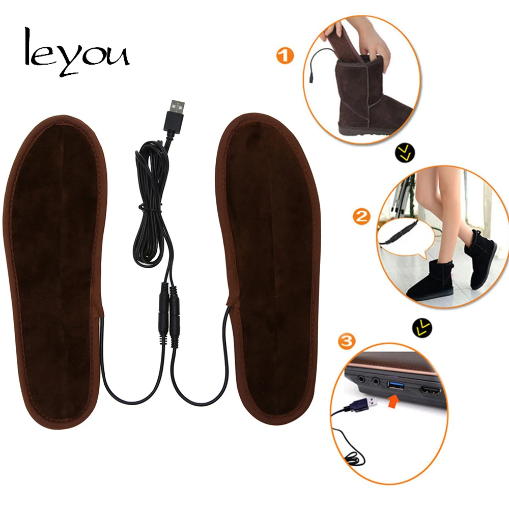 Leyou/зимние электрические стельки с подогревом стелька Usb теплые для ног вставки