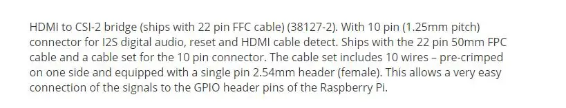 1 шт. x B102 HDMI к CSI-2 мостовой модуль с 22 pin FFC кабелем 38127-2(rev 2 с IPS аудио)(только для Raspberrby Pi zero
