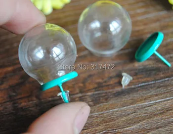 

20pcs/lot 20*12mm Glass globe & 12mm Stud Earring DIY Glass Bubble Earrings Ear Studs Pin