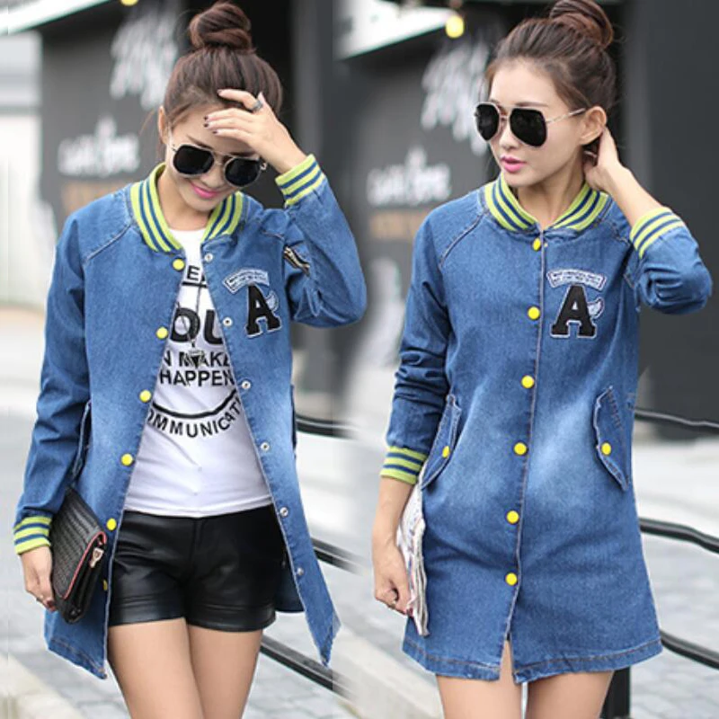 

Spring Autumn Women Bomber Jacket 2019 New Fashion Long Sleeve Basic Denim Jackets Female Slim Jeans Coat office Casual Parkas