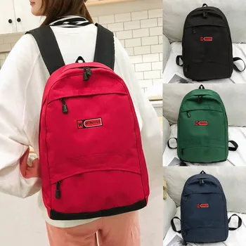 

2019 Summer Casual mochilas mujer Big Backpack Fashion Women's Outdoor Simple Zipper Canvas Solid Color Backpack Travel Bag #C6