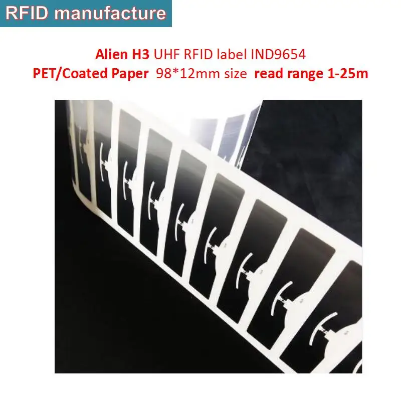 

100pc/lot RFID UHF Alien 9654 wet inlay Label Sticker 860~960Mhz 915mhz passive EPC Class1 Gen2 rfid Apparel assets management