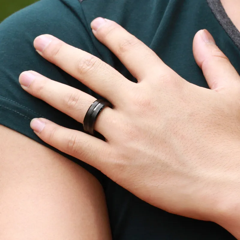 2018 New Black Men Ring 100% Titanium Carbide Men's Jewelry Wedding Bands Classic Boyfriend Gift