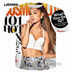 Liasoso новейшие журнал пикантные Ariana Grande футболка 3D печати Футболка сексуальные Для женщин Для мужчин Топы корректирующие летние футболки