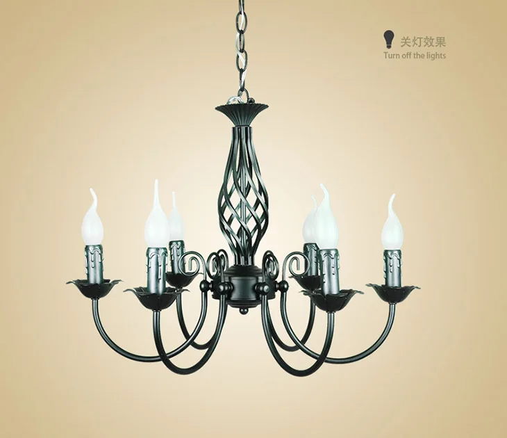 6 8 10 12 Arms Lights Vintage Wrought Iron Chandelier E14 Candle Lights Vintage Wrought Iron Chandelier