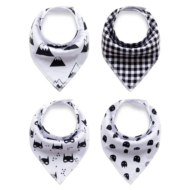 4 Pack Baby Bandana Drool Bibs with 3 Adjustable Snaps of Drooling