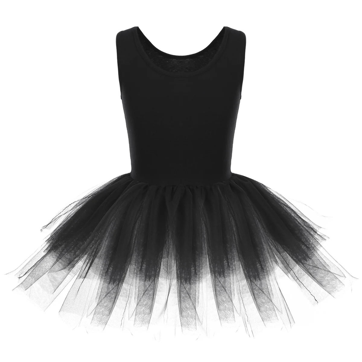 TiaoBug/детское хлопковое многослойное Сетчатое балетное платье-пачка балерина костюм для танцев, гимнастическое трико для девочек, танцевальное трико принцессы - Цвет: Black