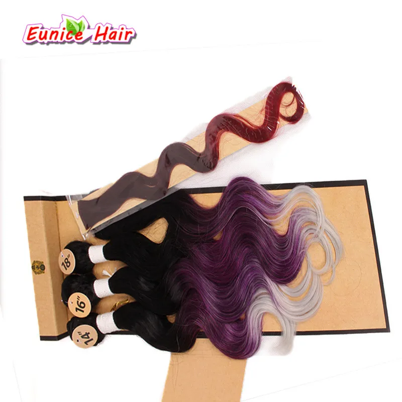 One Pack Body Wave Hair Piece Synthetic Brazilian Natural Wave Hair Extension Cheap Hair Style 1 Bundles Closure Rainbow Weaving brazilian-body-wave-hair-bundles