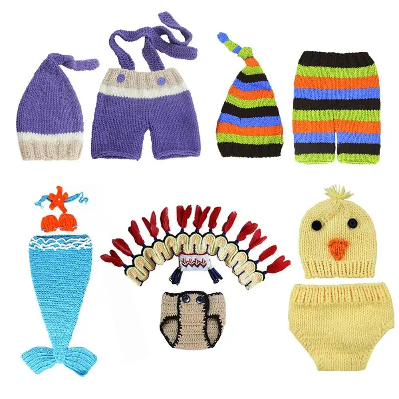 Детский костюм реквизит для фотосъемки новорожденных 100 дней Санта Клаус ручной работы вязаная шапка-скафандр+ штаны комплект одежды подарок для малышей