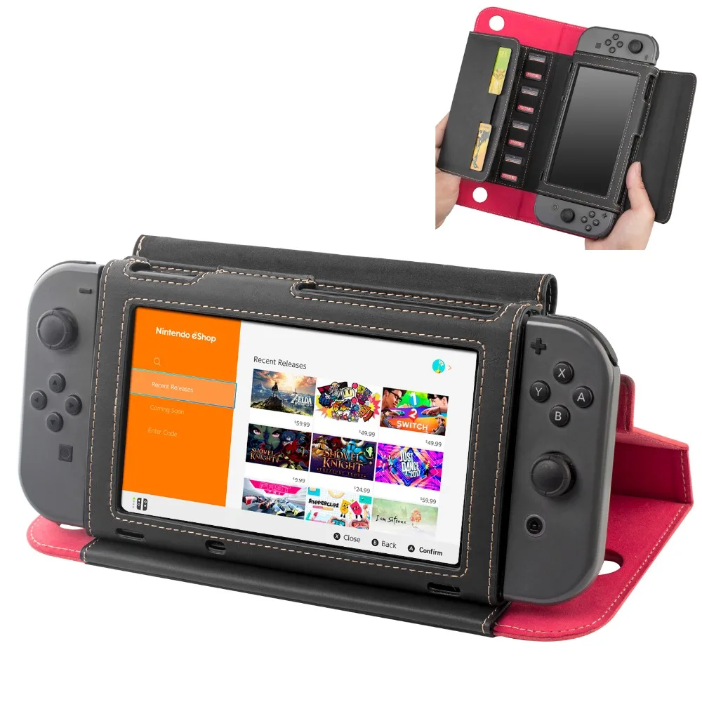 

Carrying Case Shell Travel Bag For Nintend Switch NS w/ Kickstand Magnetic Snap 12 Card Holeders Stand Function Fashion Portable