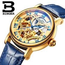 Suiza de lujo watche hombres BINGER marca Hollow Out Mecánicos Relojes de zafiro completa de acero inoxidable B-5066M-5