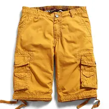 Высококачественные мужские карго шорты-капри брендовые летние мешковатые хлопковые брюки больше карманов повседневные мужские шорты 12 цветов плюс размер